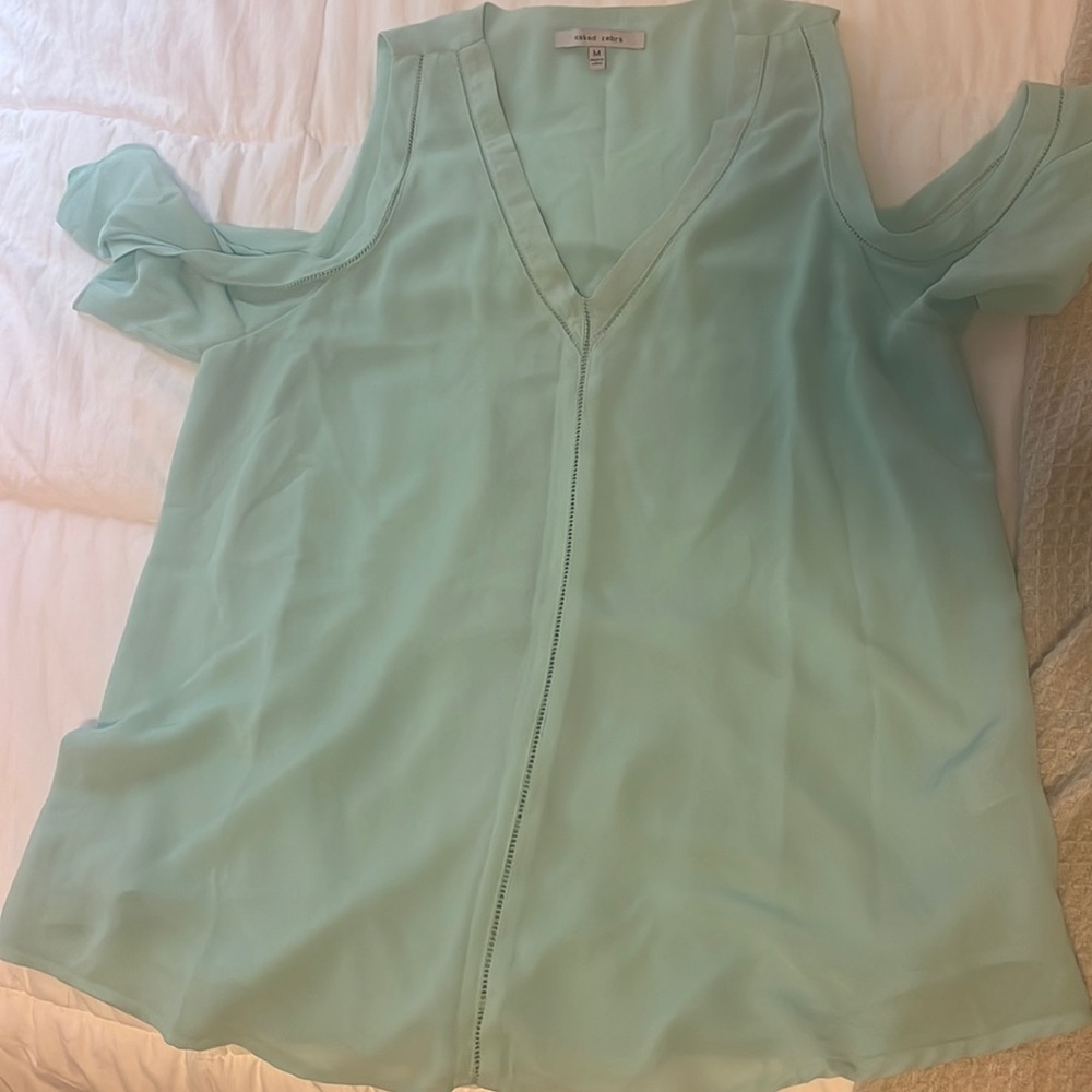 Naked zebra cold shoulder top